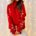 Dames Coltrui met Sneeuwvlokpatroon – Comfortabele Wintertrui voor Feestdagen, Losse Pasvorm 1